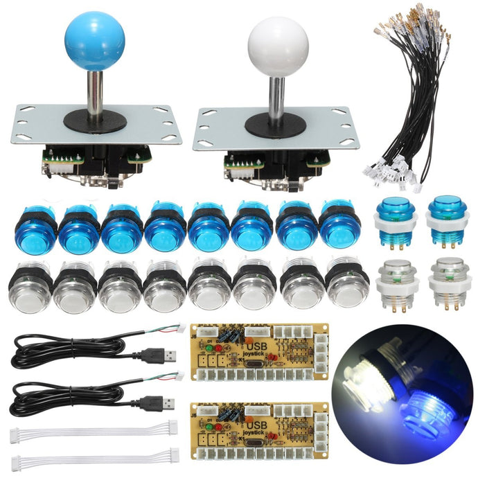 Kit de 2 jogadores, LED Arcade DIY para jogos de PC USB, incluindo